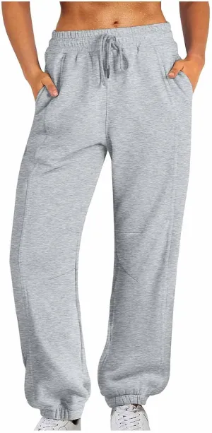 2024 Cinch Bottom Sweatpants for Women Casual High Waisted Workout Active Joggers Pants Baggy Lounge Bottoms