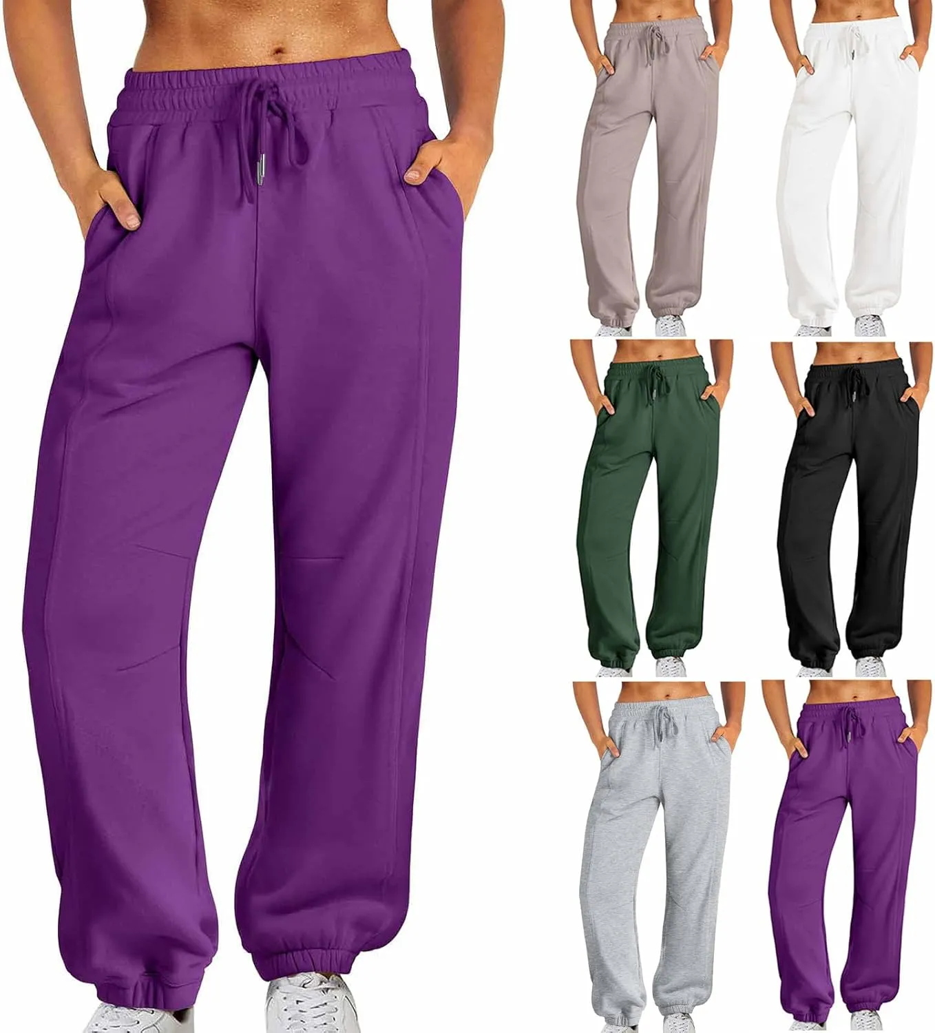 2024 Cinch Bottom Sweatpants for Women Casual High Waisted Workout Active Joggers Pants Baggy Lounge Bottoms
