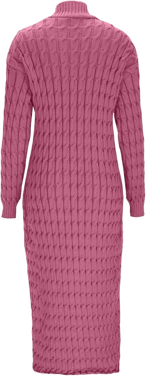 2024 Fall Fashion Jackets For Women Plus Size Chunky Open Front Cable Knit Long Cardigan Loose Comfy Winter Sweaters