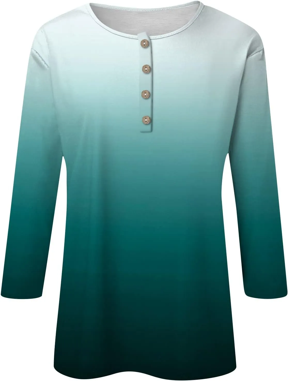 3/4 Sleeve Tops for Women Work Tops Summer Elbow Sleeve Shirt Casual Shirt Button Down Crewneck Tops Trendy