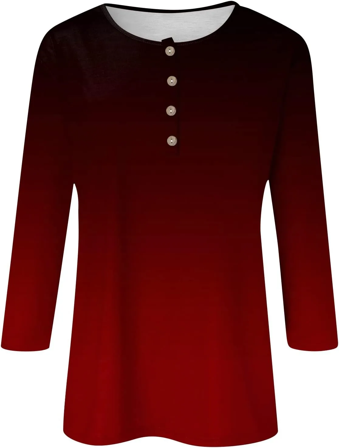 3/4 Sleeve Tops for Women Work Tops Summer Elbow Sleeve Shirt Casual Shirt Button Down Crewneck Tops Trendy