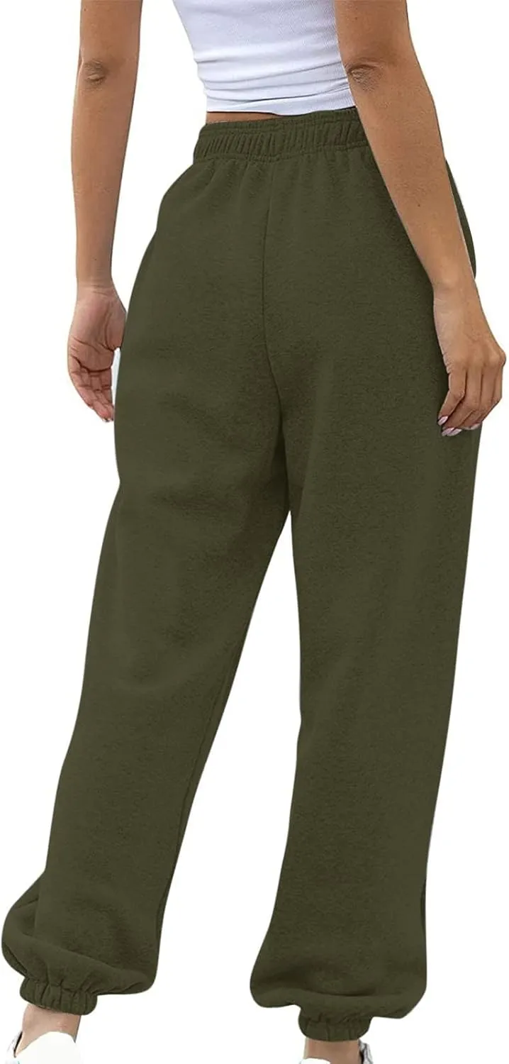ADJHDFH Women's High Waisted Sweatpants Workout Active Joggers Pants Baggy Lounge Bottoms with Pockets Y2K Pants