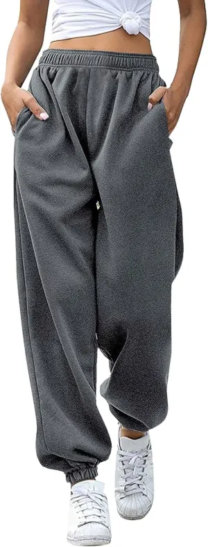 ADJHDFH Women's High Waisted Sweatpants Workout Active Joggers Pants Baggy Lounge Bottoms with Pockets Y2K Pants
