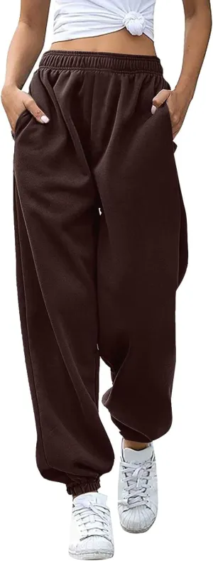 ADJHDFH Women's High Waisted Sweatpants Workout Active Joggers Pants Baggy Lounge Bottoms with Pockets Y2K Pants