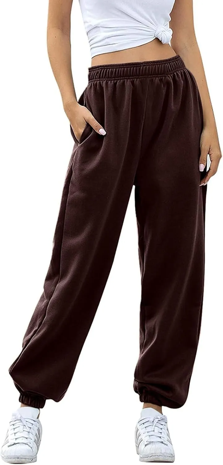 ADJHDFH Women's High Waisted Sweatpants Workout Active Joggers Pants Baggy Lounge Bottoms with Pockets Y2K Pants