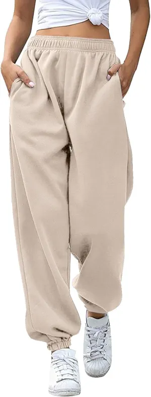 ADJHDFH Women's High Waisted Sweatpants Workout Active Joggers Pants Baggy Lounge Bottoms with Pockets Y2K Pants