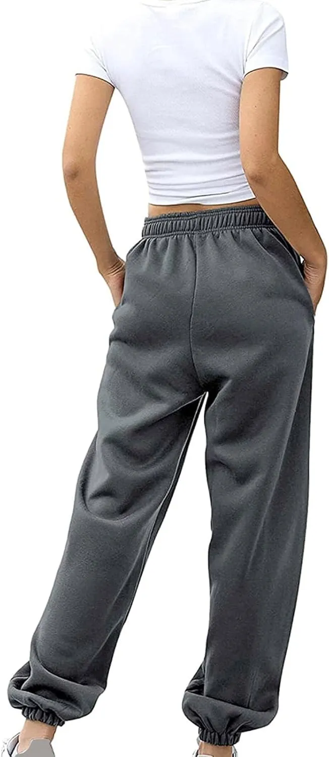 ADJHDFH Women's High Waisted Sweatpants Workout Active Joggers Pants Baggy Lounge Bottoms with Pockets Y2K Pants