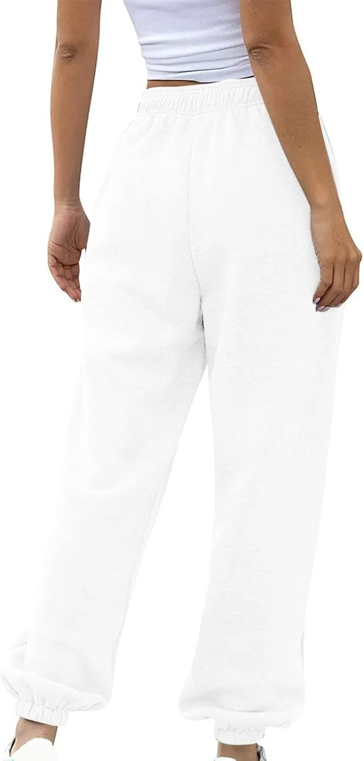 ADJHDFH Women's High Waisted Sweatpants Workout Active Joggers Pants Baggy Lounge Bottoms with Pockets Y2K Pants