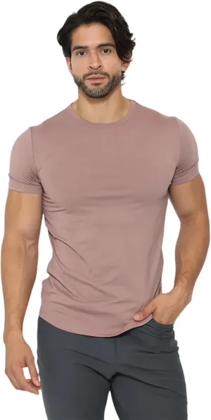 AHA Selected Men's T-Shirt-All Day Elite Curve-Hem Crew-Neck Slim Tee Short Sleeve