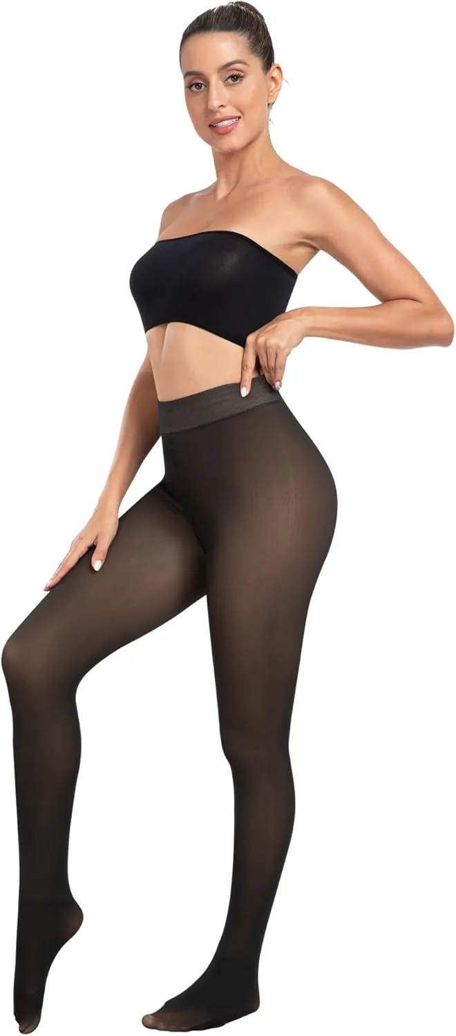 ATHVOTAR Fleece Lined Winter Tights Women - Thermal Warm Opaque Pantyhose Thick Sheer Leggings