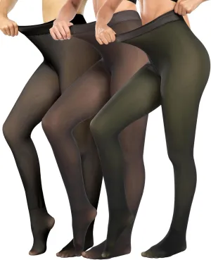 ATHVOTAR Fleece Lined Winter Tights Women - Thermal Warm Opaque Pantyhose Thick Sheer Leggings