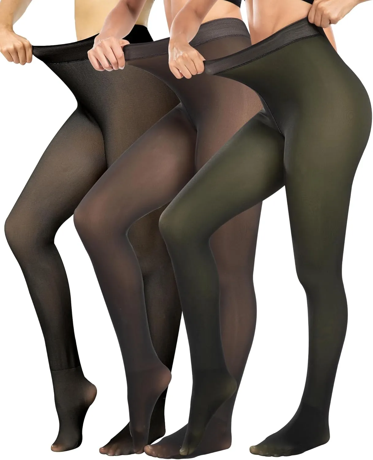 ATHVOTAR Fleece Lined Winter Tights Women - Thermal Warm Opaque Pantyhose Thick Sheer Leggings