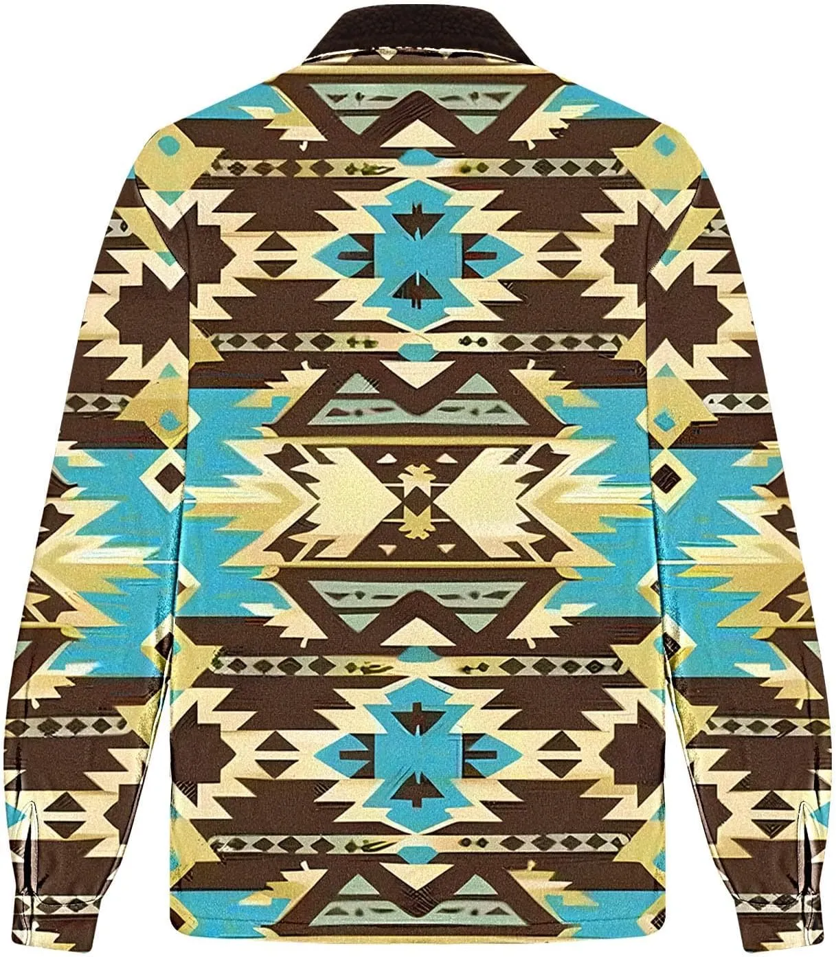 Aztec Jacket for Men Winter Warm Fleece Lined Casual Tribal Printed Coats Thicken Sherpa Lined Zip Up Outerwear