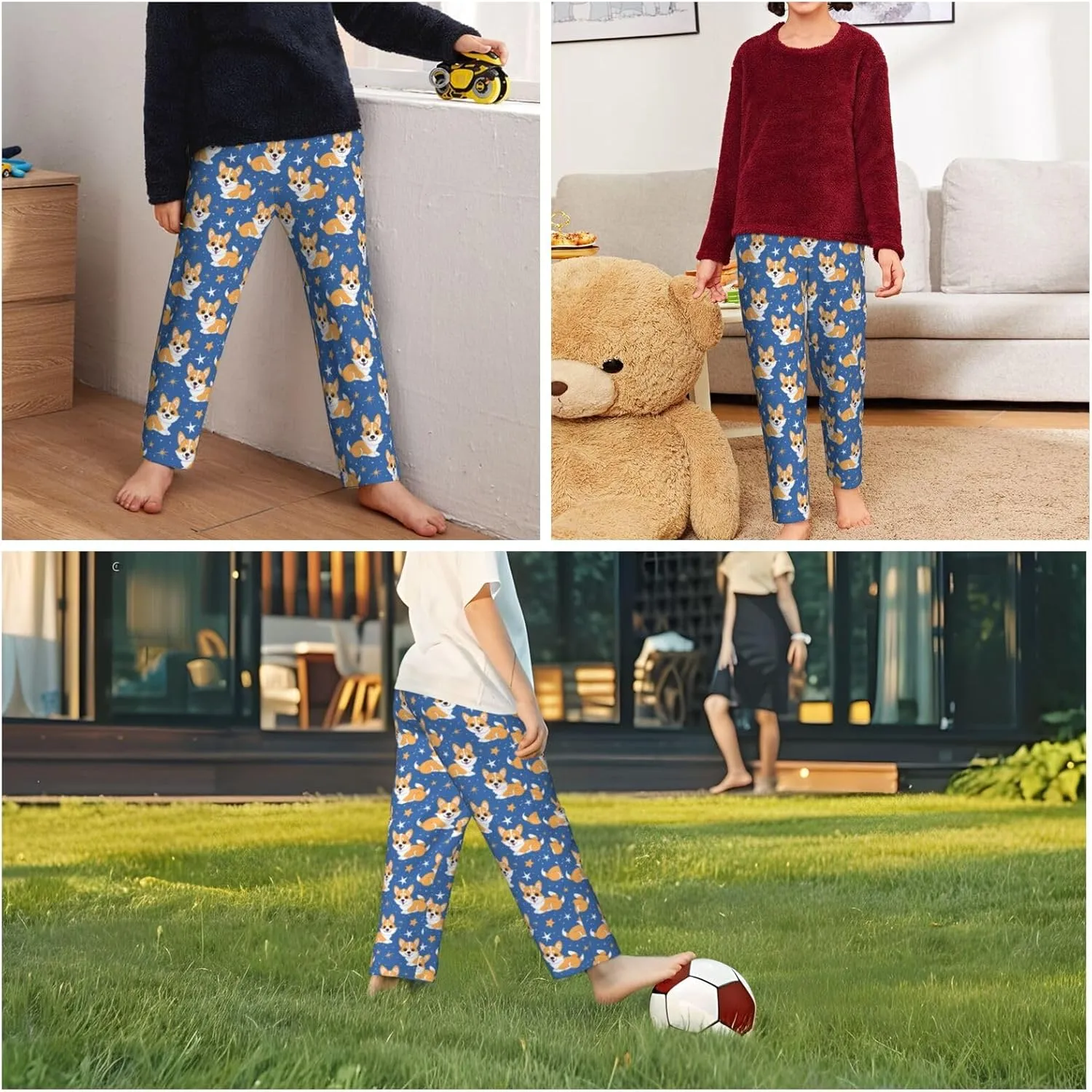 Boys Girls Joggers Pants Sweatpants Comfortable Long Lounge Bottoms with 2 Pockets