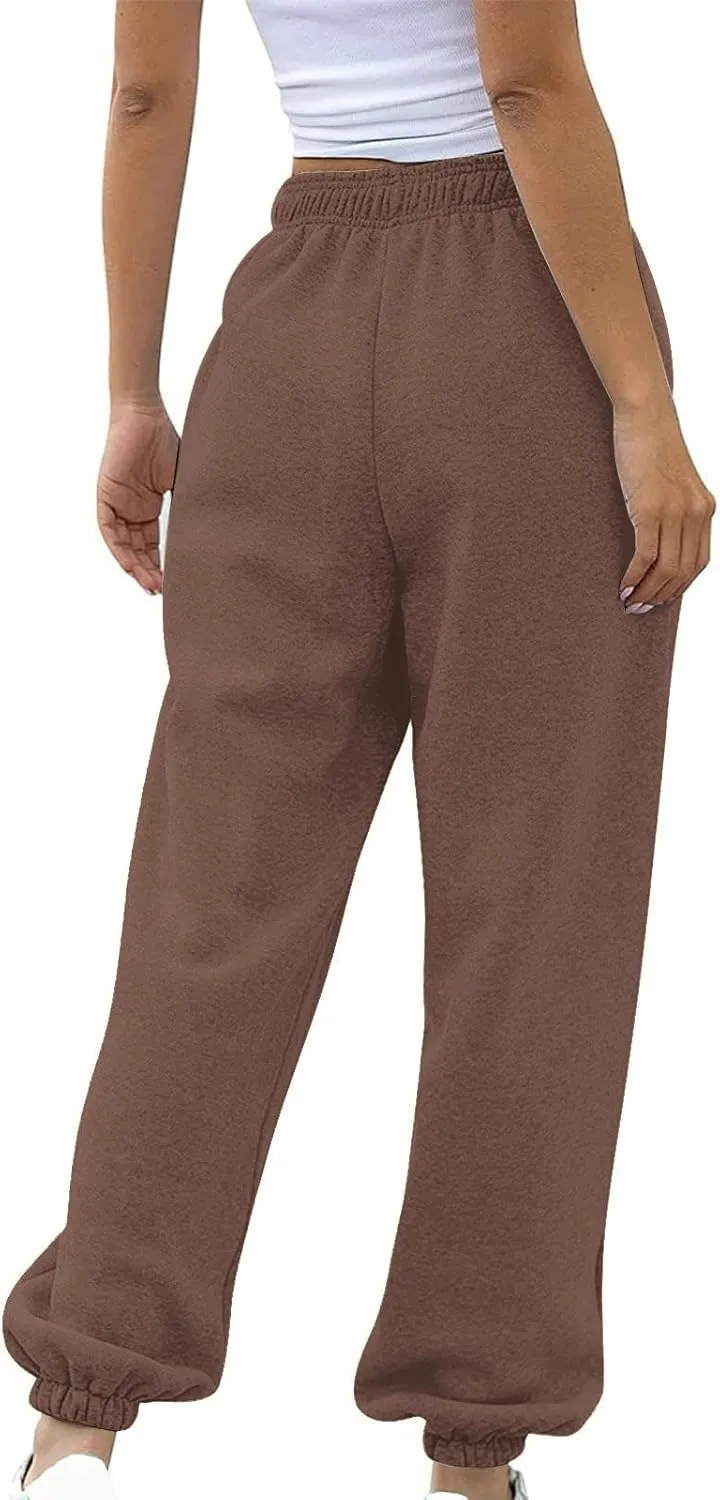 Bunched Feet Joggers for Women Casual Solid High Waisted Sweatpants Active Joggers Pants Baggy Lounge Bottoms