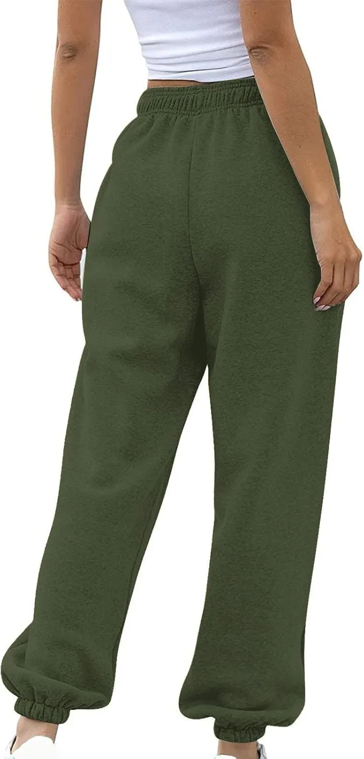 Bunched Feet Joggers for Women Casual Solid High Waisted Sweatpants Active Joggers Pants Baggy Lounge Bottoms