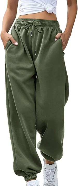 Bunched Feet Joggers for Women Casual Solid High Waisted Sweatpants Active Joggers Pants Baggy Lounge Bottoms