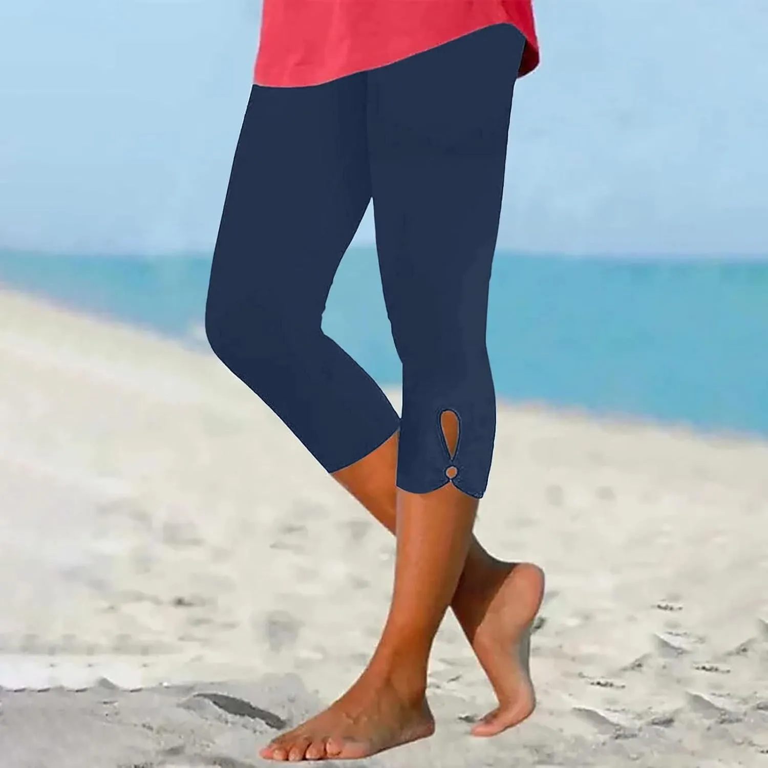 Capri Leggings for Women Casual Yoga Pants Tummy Control High Waisted Slim Fit Comfy Stretchy Workout Pants