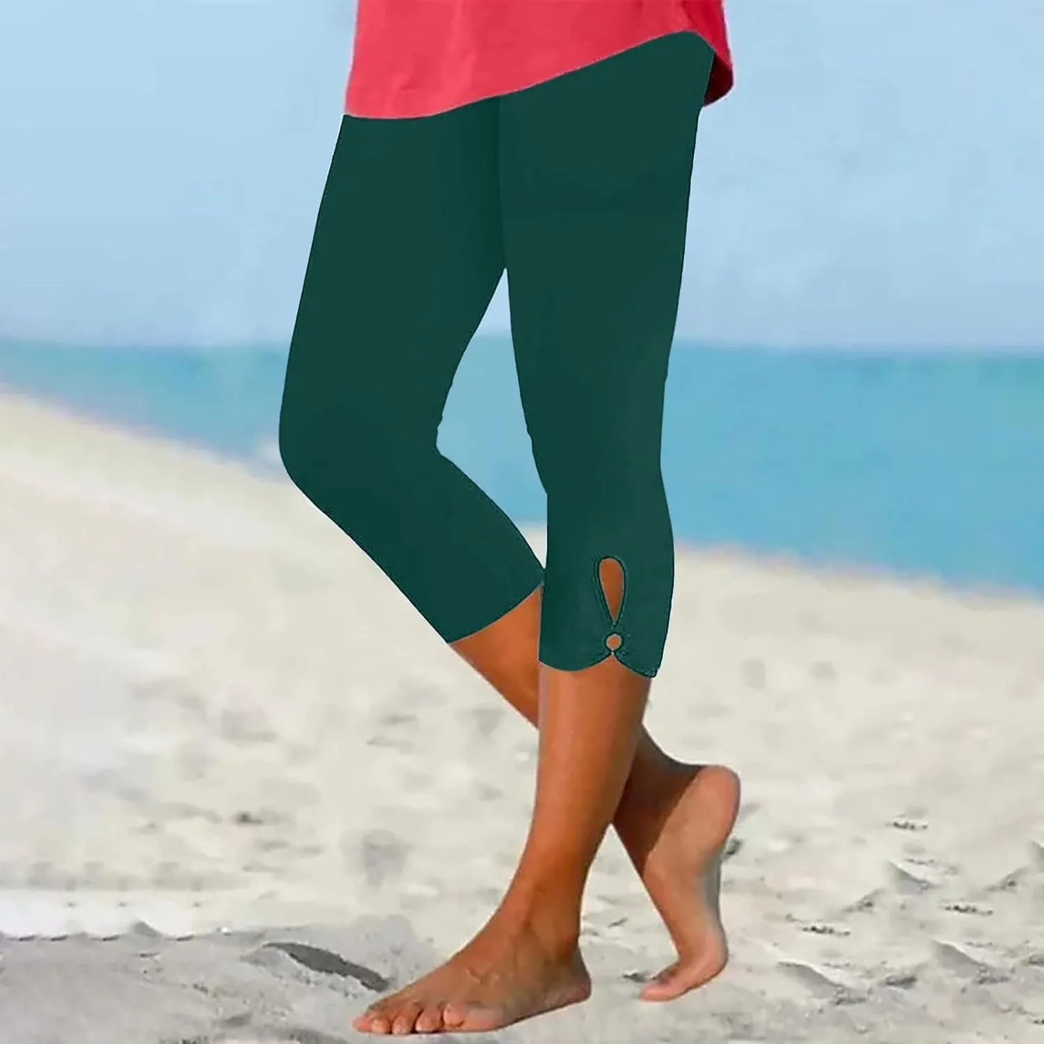 Capri Leggings for Women Casual Yoga Pants Tummy Control High Waisted Slim Fit Comfy Stretchy Workout Pants