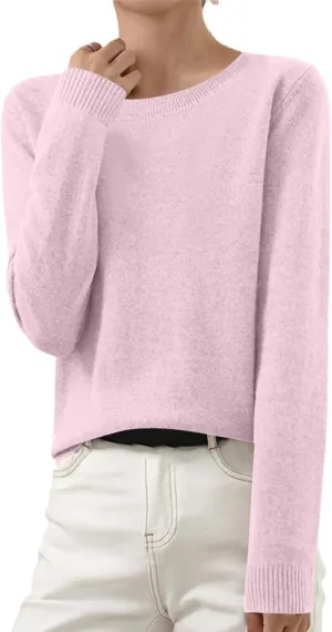 Cashmere Sweaters for Women 2024 Casual Solid Long Sleeve Tops Loose Soft Lightweight V-Neck Pullover Wool Knit Warm Sweater