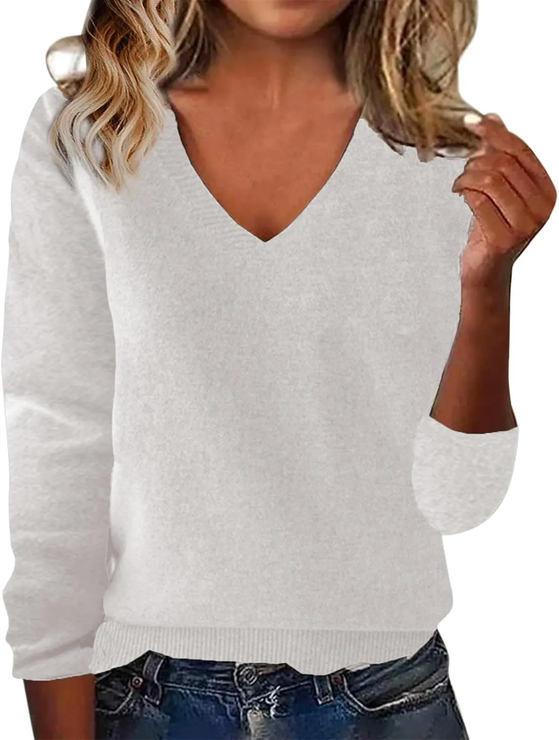 Cashmere Sweaters for Women Resort Wear 2025 Merino Wool V Neck Blouse Long Sleeve Pullover Tops Wool Knit Tops
