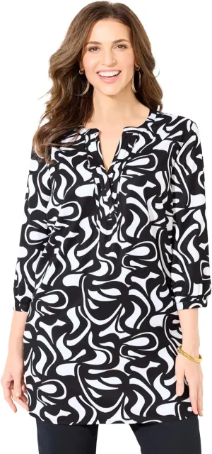 Catherines Women's Plus Size Petite Georgette Pintuck Tunic