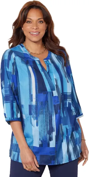 Catherines Women's Plus Size Petite Georgette Pintuck Tunic