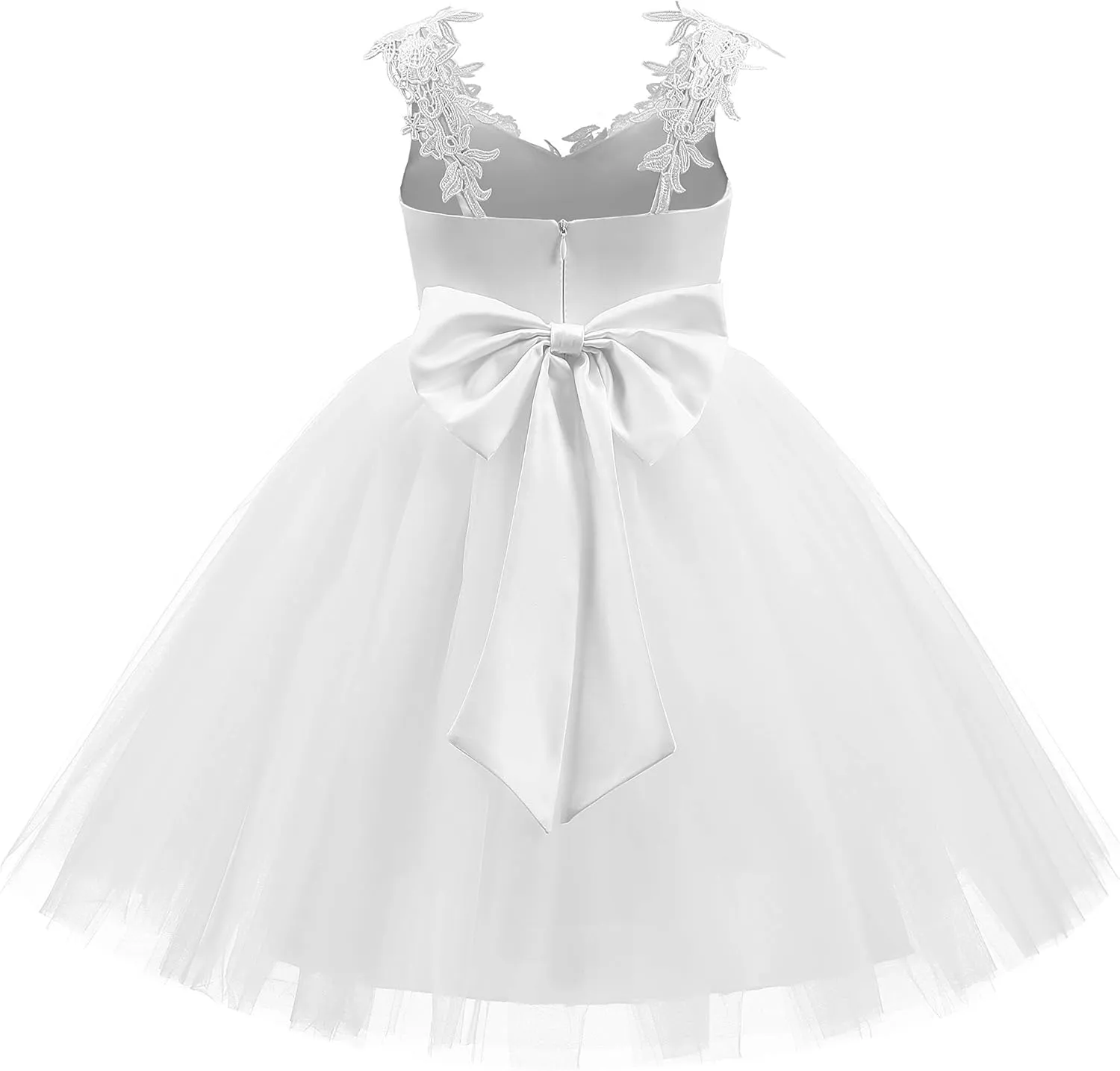 Christmas Flower Girl Dress Floor Length Button Draped Tulle Ball Gowns for Kids