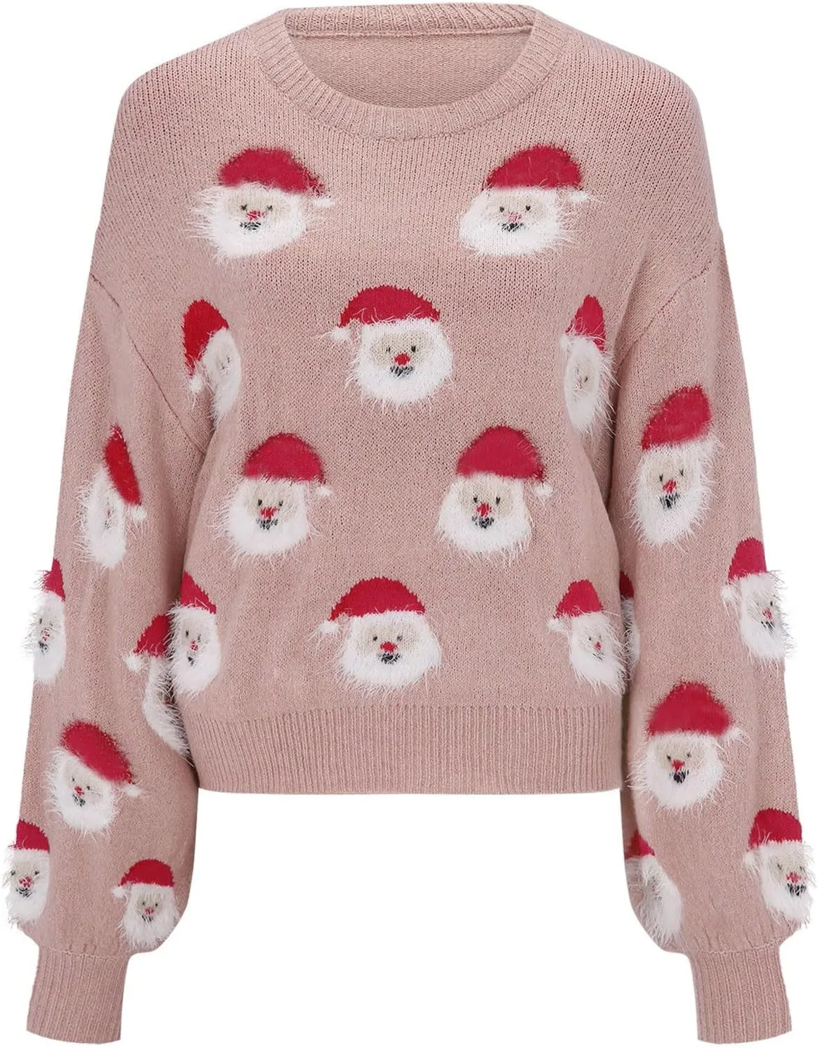Christmas Sweater for Women 2023 Santa Claus Cute Pattern Jacquard Knit Sweatshirts Long Sleeve Pullover Tops