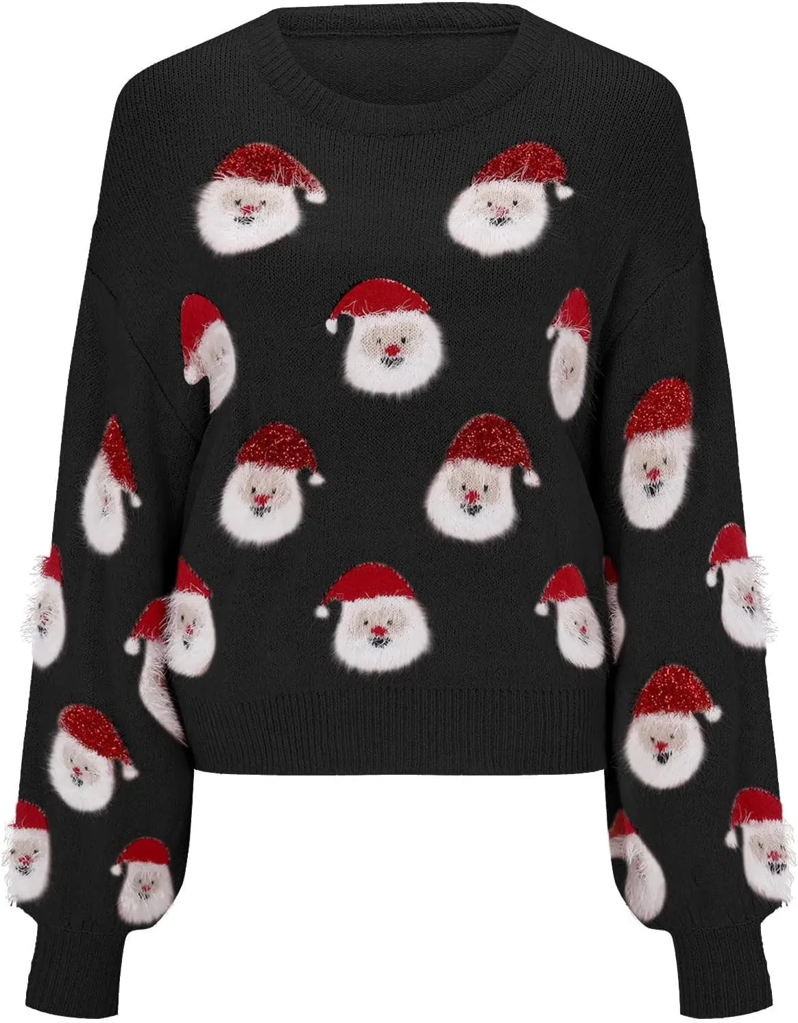 Christmas Sweater for Women 2023 Santa Claus Cute Pattern Jacquard Knit Sweatshirts Long Sleeve Pullover Tops