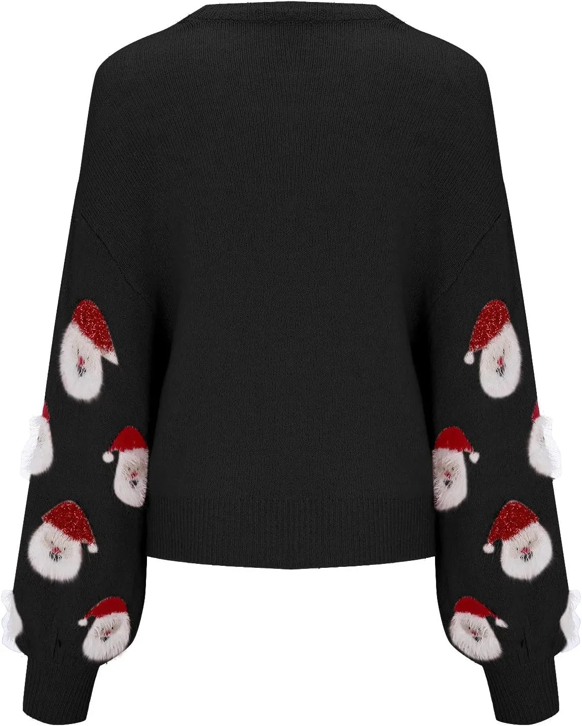 Christmas Sweater for Women 2023 Santa Claus Cute Pattern Jacquard Knit Sweatshirts Long Sleeve Pullover Tops
