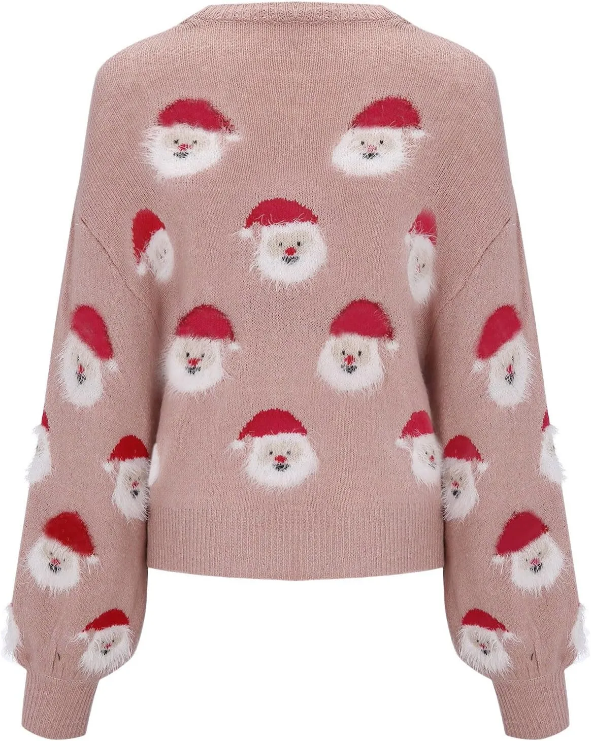 Christmas Sweater for Women 2023 Santa Claus Cute Pattern Jacquard Knit Sweatshirts Long Sleeve Pullover Tops