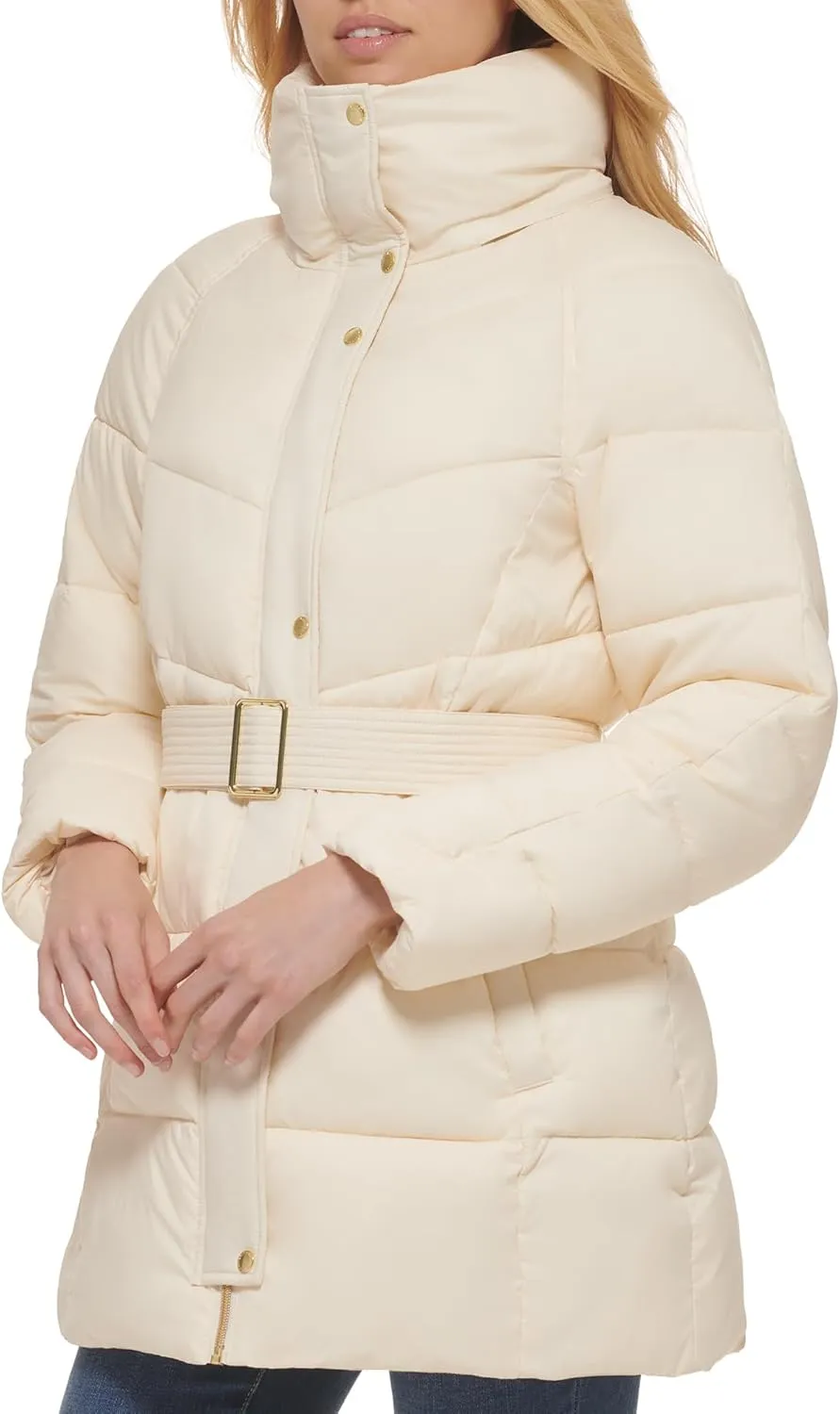 Cole Haan Women's Belted Pillow-Collar Puffer Coat