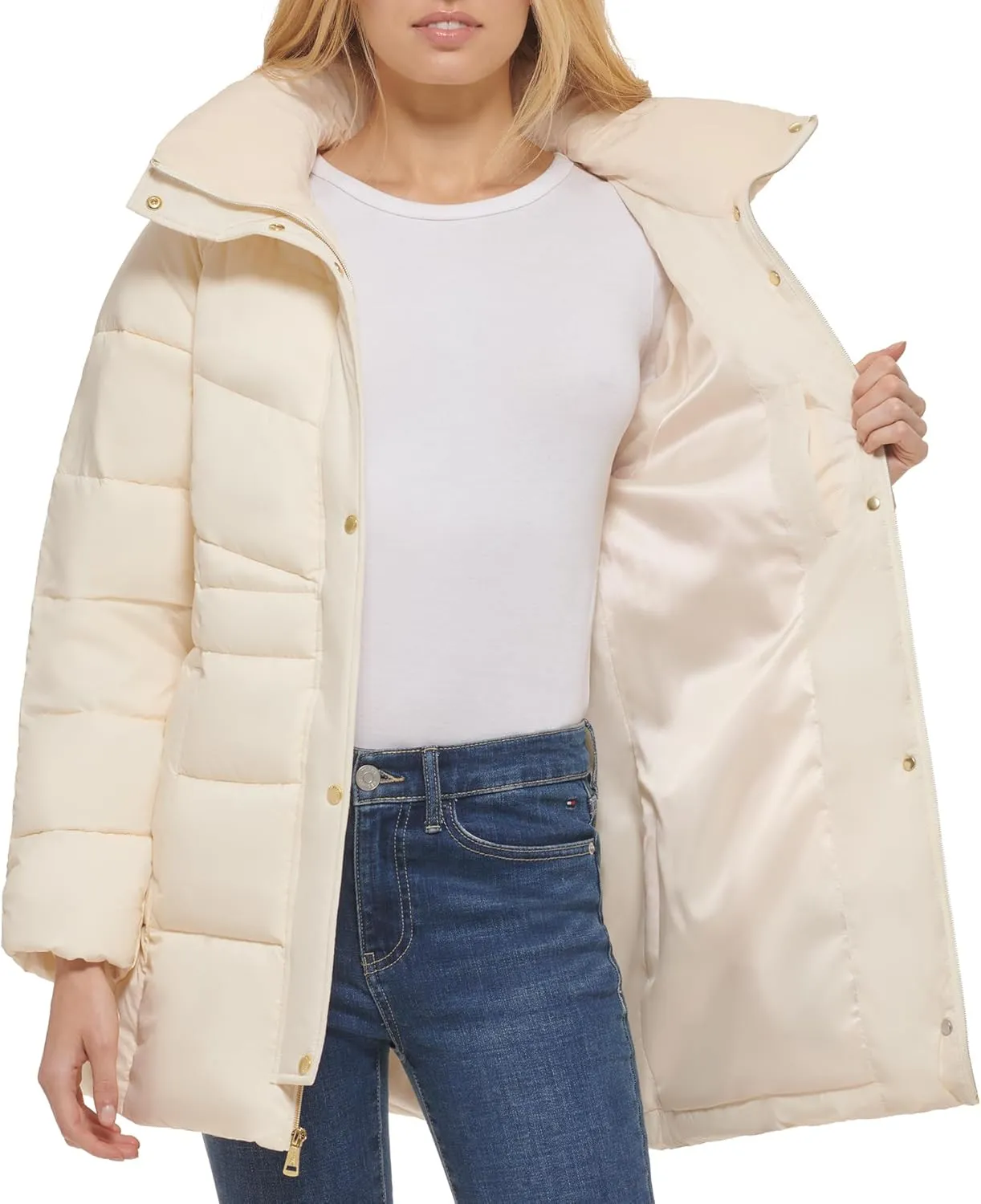 Cole Haan Women's Belted Pillow-Collar Puffer Coat