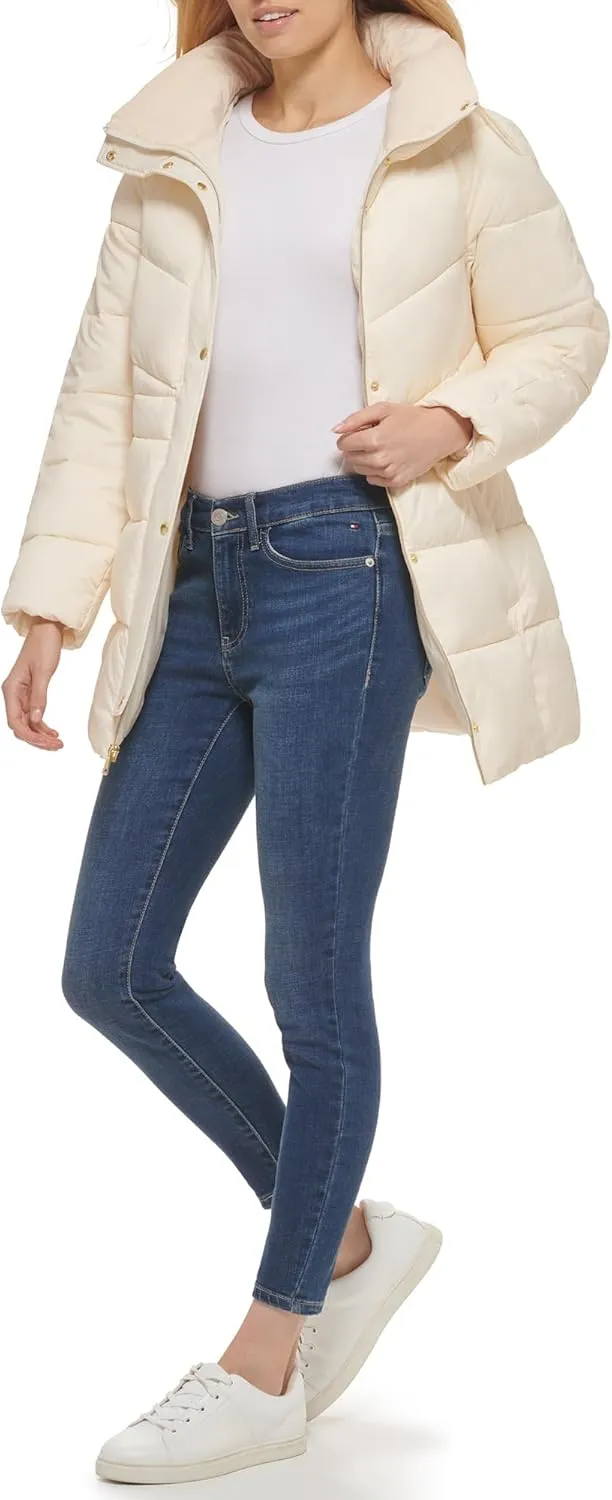 Cole Haan Women's Belted Pillow-Collar Puffer Coat