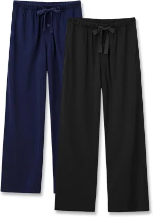 COLORFULLEAF 100% Cotton Mens Pajama Pants Lightweight Sleep Lounge Bottoms Elastic Waistband Button Fly With Pockets