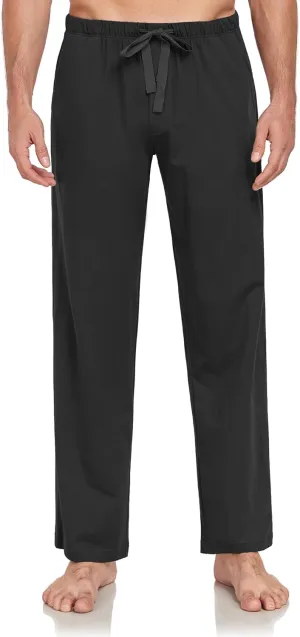 COLORFULLEAF 100% Cotton Mens Pajama Pants Lightweight Sleep Lounge Bottoms Elastic Waistband Button Fly With Pockets