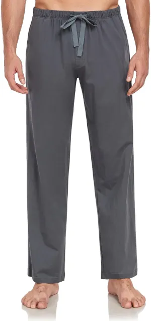 COLORFULLEAF 100% Cotton Mens Pajama Pants Lightweight Sleep Lounge Bottoms Elastic Waistband Button Fly With Pockets