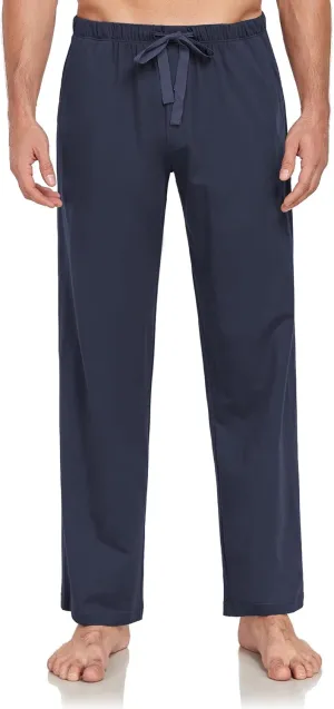 COLORFULLEAF 100% Cotton Mens Pajama Pants Lightweight Sleep Lounge Bottoms Elastic Waistband Button Fly With Pockets