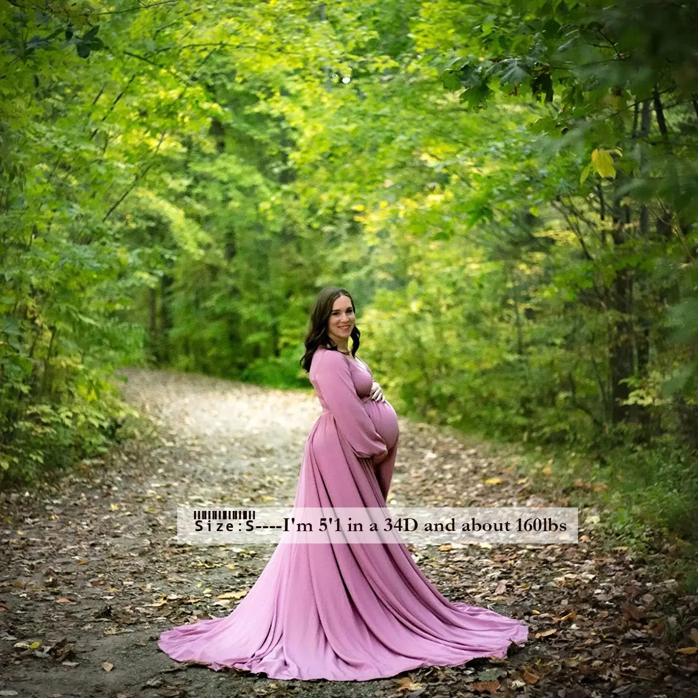 Dedysler Maternity Gowns Long Sleeves Baby Shower Dress for Photoshoot Wrap Split Sweetheart Maxi Photography