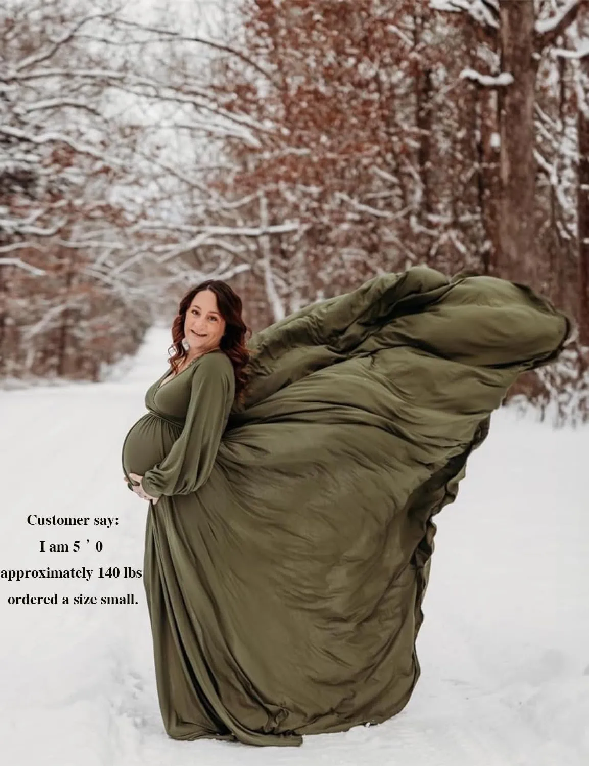 Dedysler Maternity Gowns Long Sleeves Baby Shower Dress for Photoshoot Wrap Split Sweetheart Maxi Photography