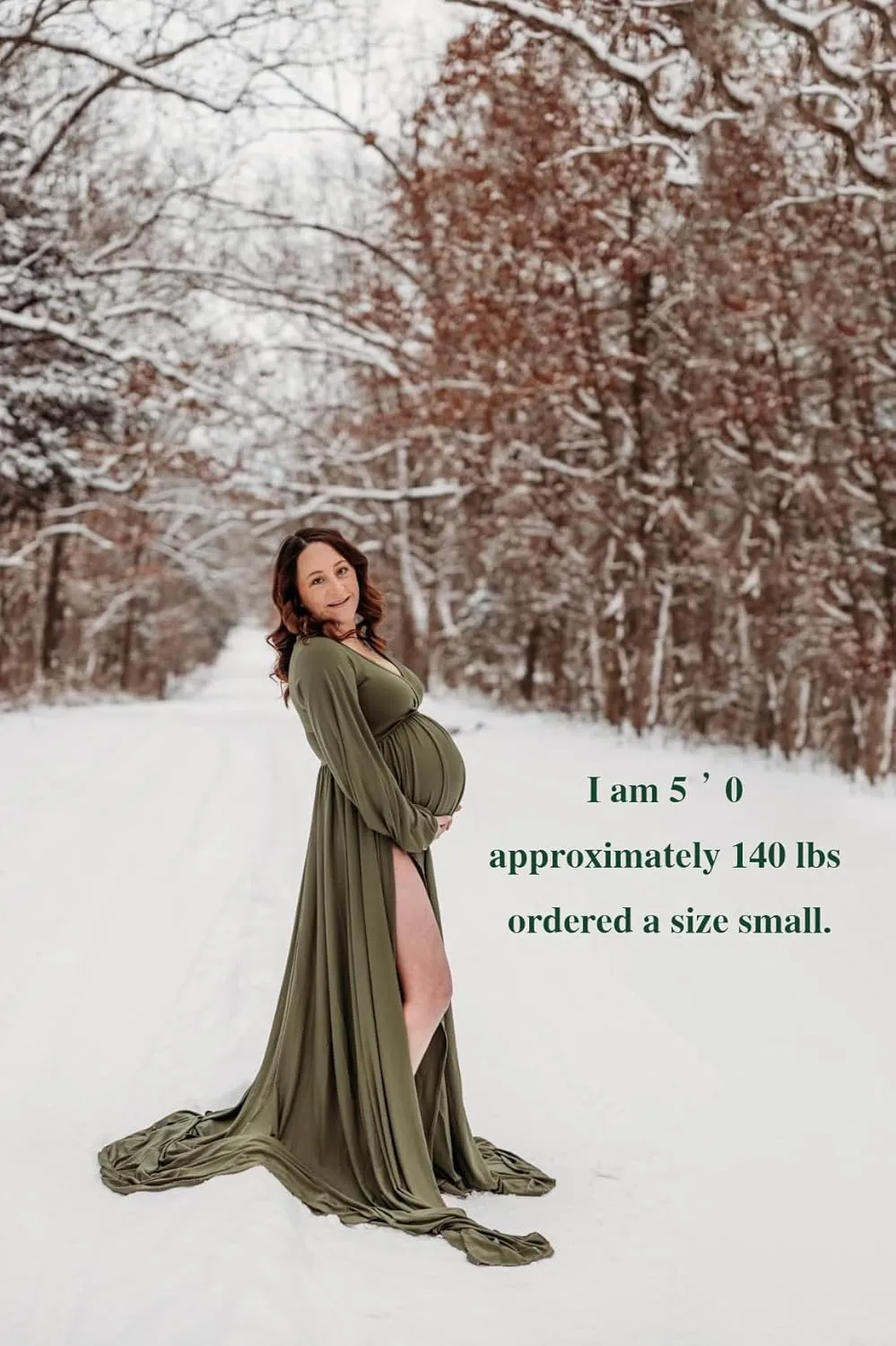 Dedysler Maternity Gowns Long Sleeves Baby Shower Dress for Photoshoot Wrap Split Sweetheart Maxi Photography