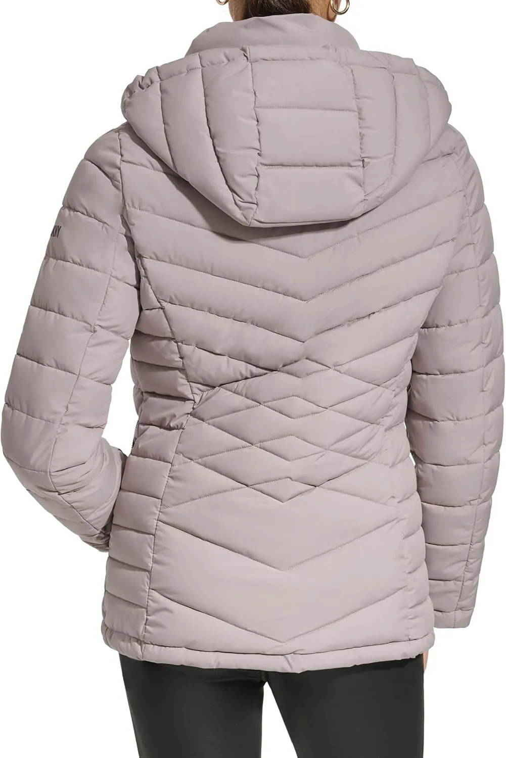 DKNY Womens Hooded Light-Weight Puffer