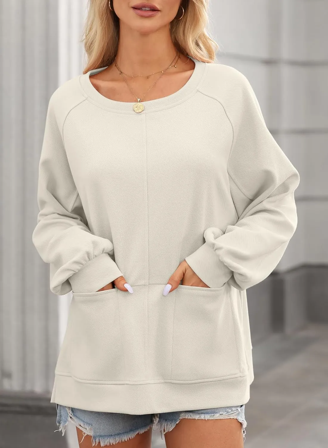 Dokotoo Womens Tops Long Sleeve Tunic Tops Loose Fit Dressy Casual Blouses Crewneck Pullover Tops Fall Outfits 2024