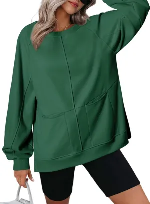 Dokotoo Womens Tops Long Sleeve Tunic Tops Loose Fit Dressy Casual Blouses Crewneck Pullover Tops Fall Outfits 2024
