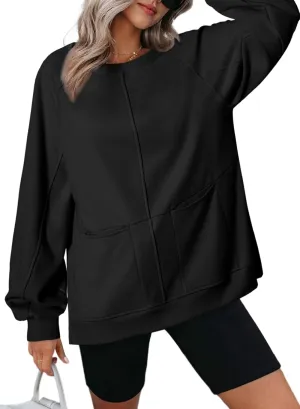 Dokotoo Womens Tops Long Sleeve Tunic Tops Loose Fit Dressy Casual Blouses Crewneck Pullover Tops Fall Outfits 2024