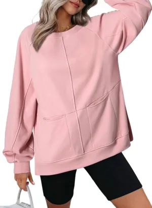 Dokotoo Womens Tops Long Sleeve Tunic Tops Loose Fit Dressy Casual Blouses Crewneck Pullover Tops Fall Outfits 2024