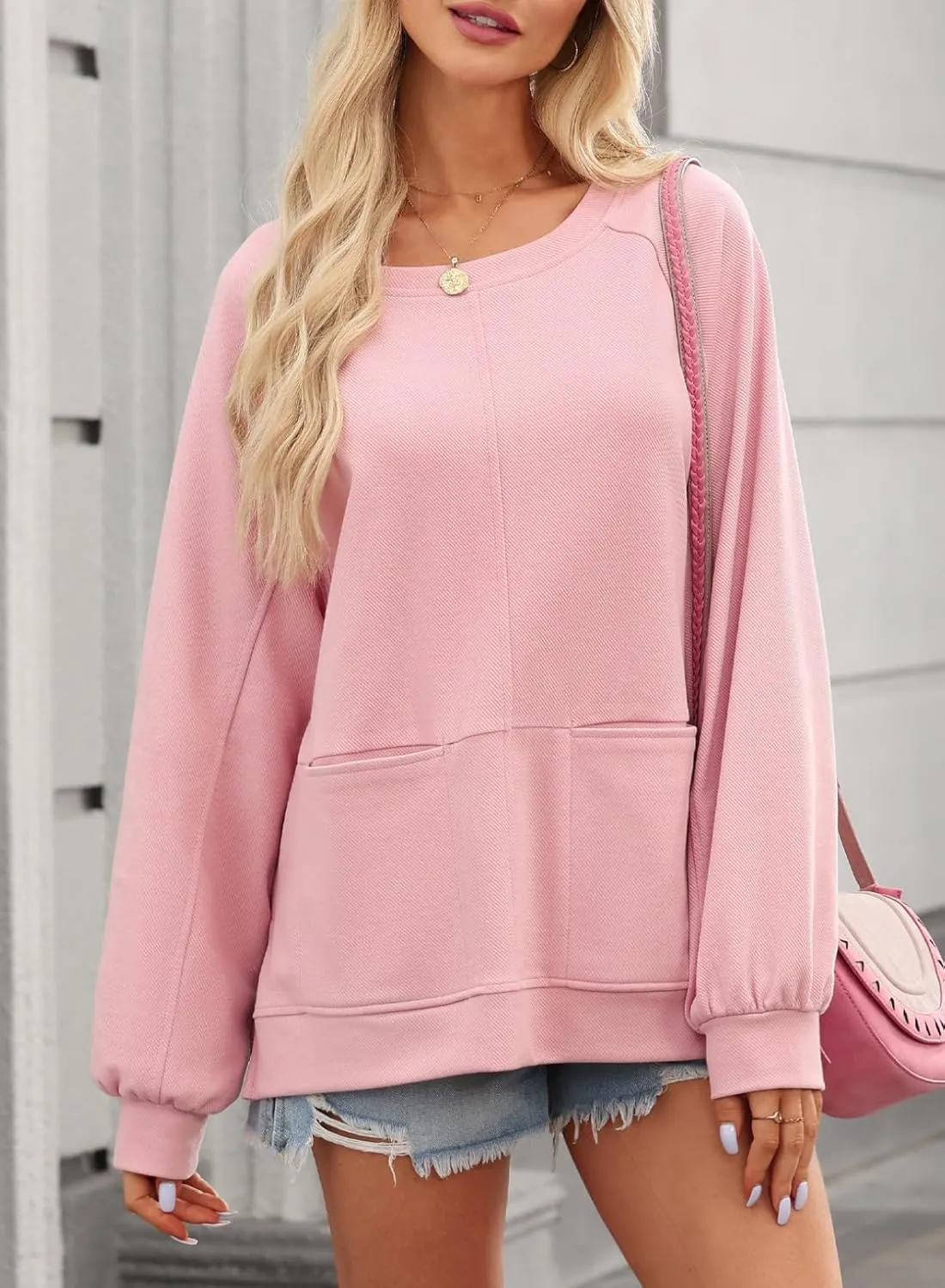 Dokotoo Womens Tops Long Sleeve Tunic Tops Loose Fit Dressy Casual Blouses Crewneck Pullover Tops Fall Outfits 2024