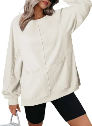 Dokotoo Womens Tops Long Sleeve Tunic Tops Loose Fit Dressy Casual Blouses Crewneck Pullover Tops Fall Outfits 2024