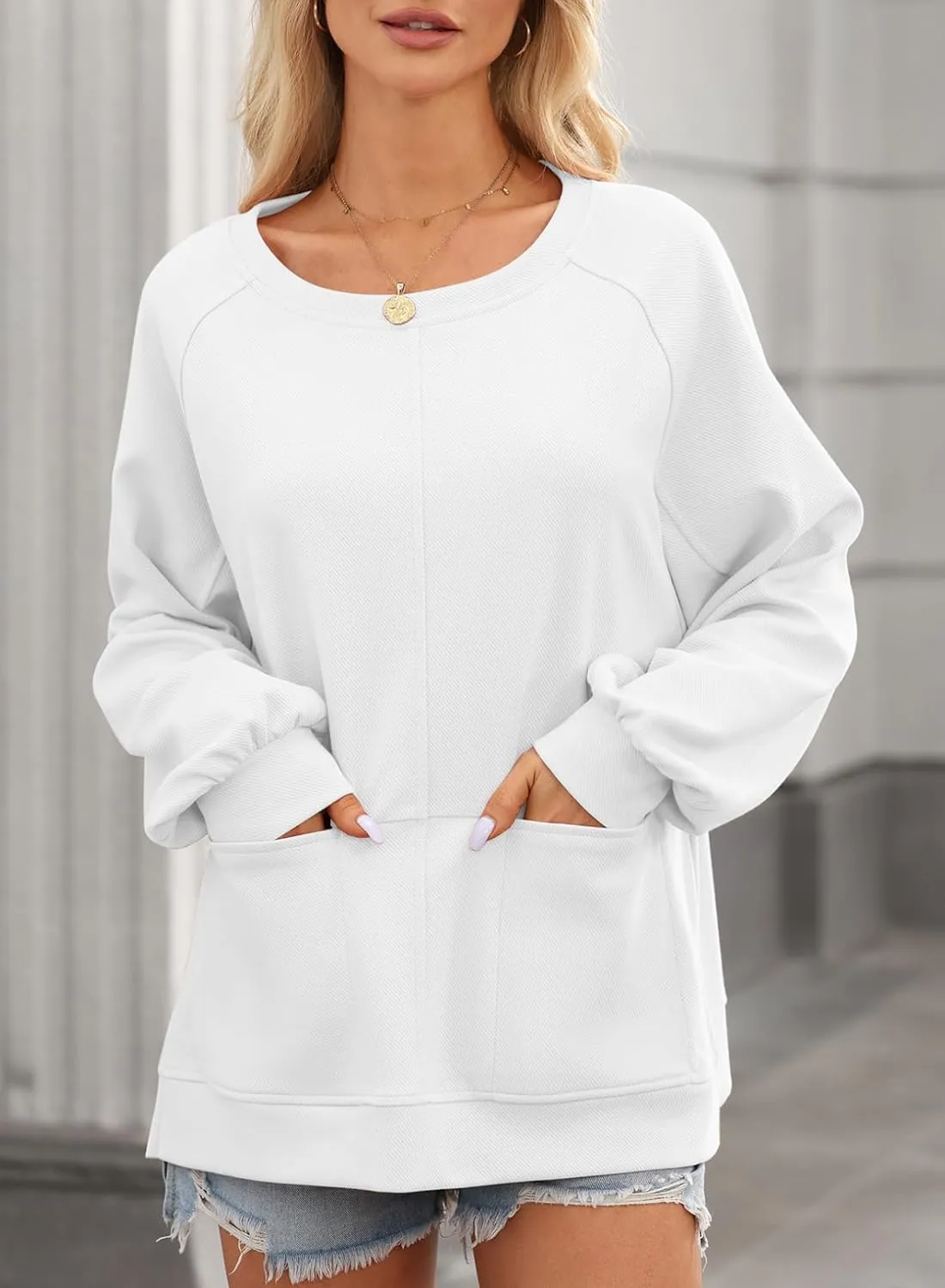 Dokotoo Womens Tops Long Sleeve Tunic Tops Loose Fit Dressy Casual Blouses Crewneck Pullover Tops Fall Outfits 2024